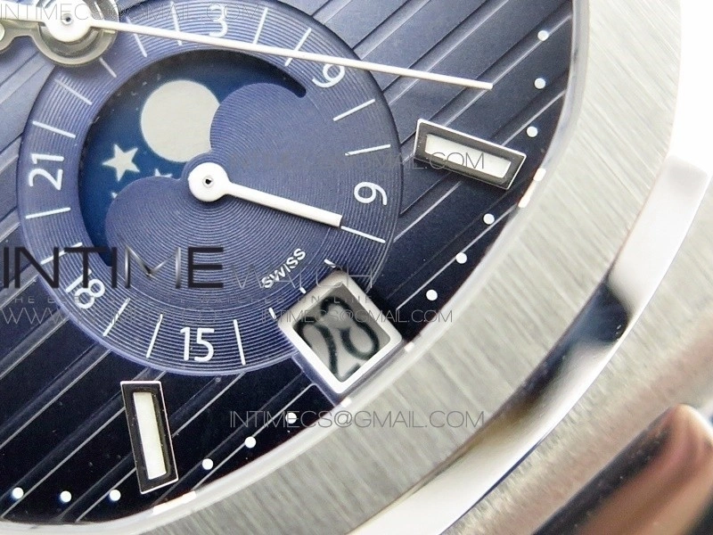 NAUTILUS 5726 SS GRF 1:1 BEST EDITION BLUE DIAL WORKING ANNUAL CALENDARON BLUE LEATHER STARP A.324 V2